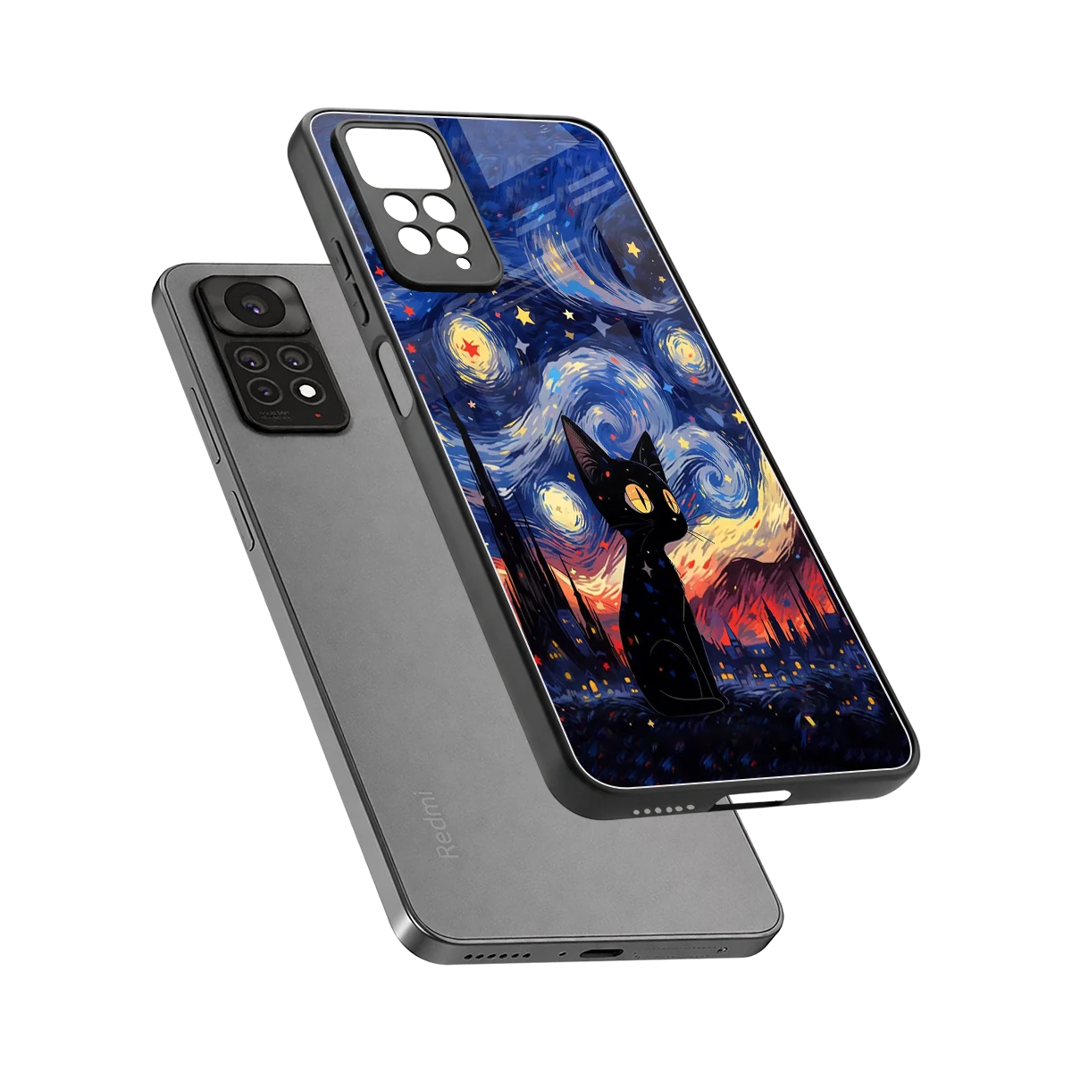 Starry Whiskers sleek redmi note 11 pro cover with tempered glass back and TPU edges