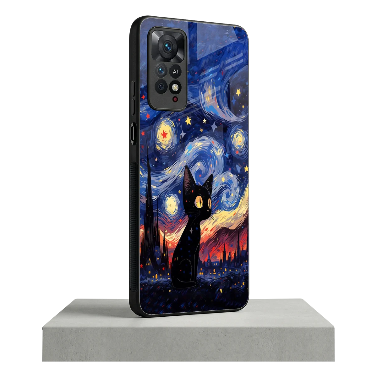 Starry Whiskers redmi note 11 pro mobile cover | shockproof glass phone case