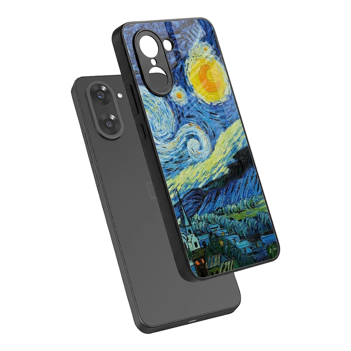 Starry night sleek oneplus nord ce5 5g cover with tempered glass back and TPU edges
