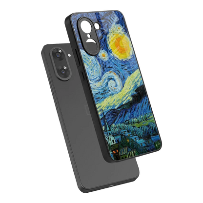 Starry night sleek oneplus nord ce5 5g cover with tempered glass back and TPU edges