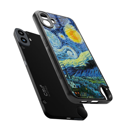 Starry night sleek cmf nothing phone 1 cover with tempered glass back and TPU edges