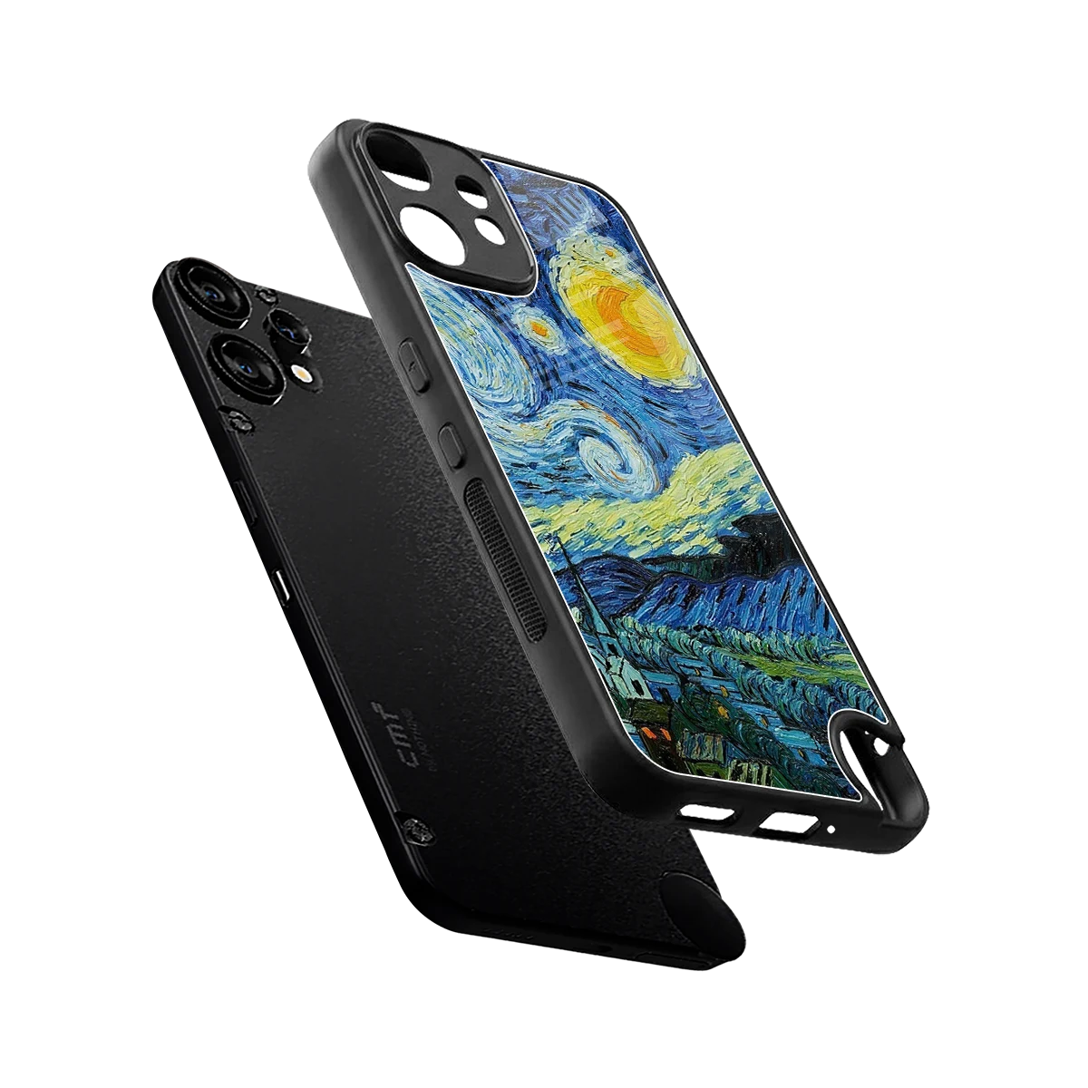 Starry night sleek cmf nothing phone 2 pro cover with tempered glass back and TPU edges