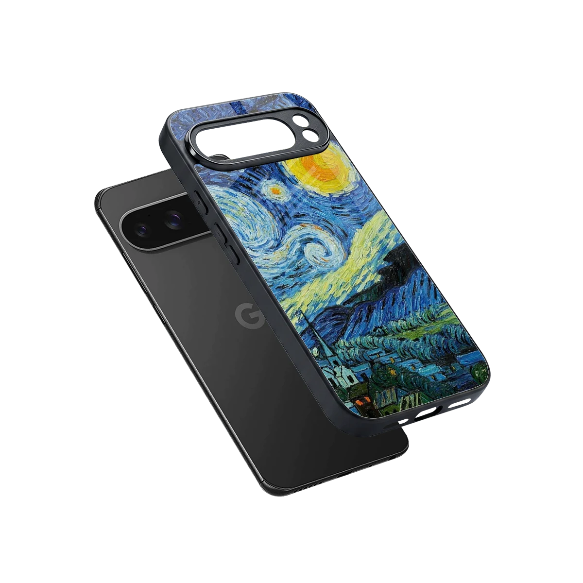 Starry night sleek google pixel 10 pro xl cover with tempered glass back and TPU edges