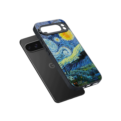 Starry night sleek google pixel 10 pro xl cover with tempered glass back and TPU edges