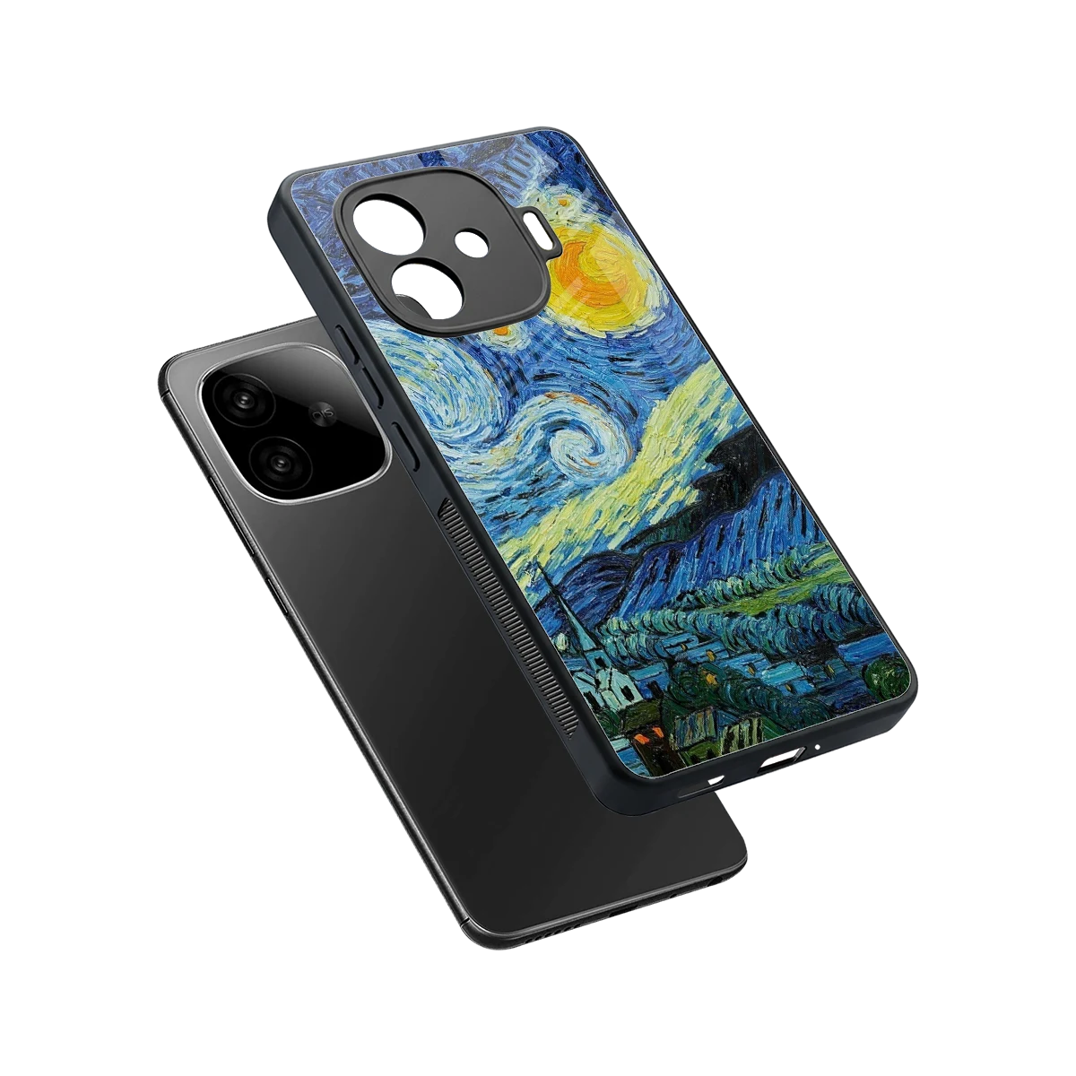Starry night sleek iqoo neo 10r 5g cover with tempered glass back and TPU edges