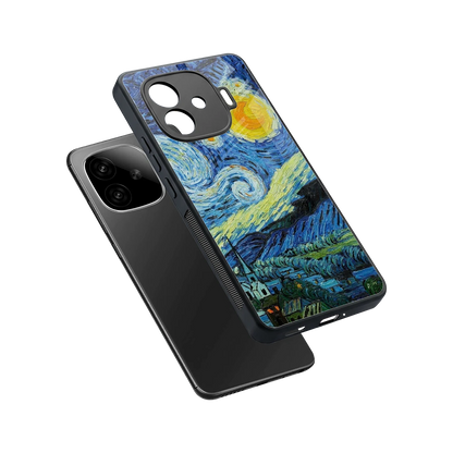 Starry night sleek iqoo neo 10r 5g cover with tempered glass back and TPU edges