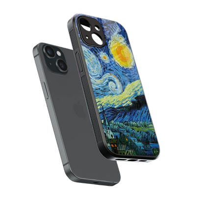Starry night sleek iphone 13 cover with tempered glass back and TPU edges