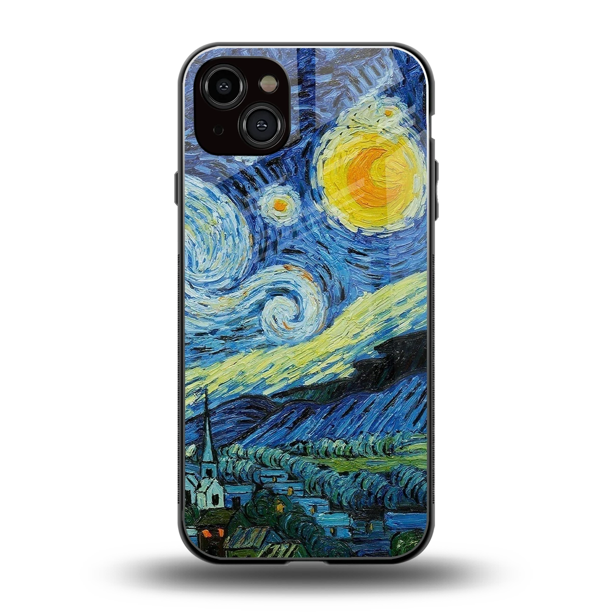 Starry night back phone cover | glass case for iphone 14 plus