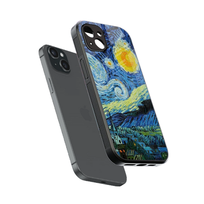 Starry night sleek iphone 14 plus cover with tempered glass back and TPU edges
