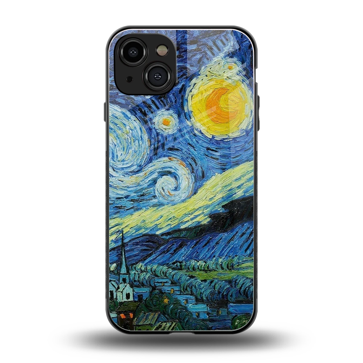 Starry night back phone cover | glass case for iphone 15