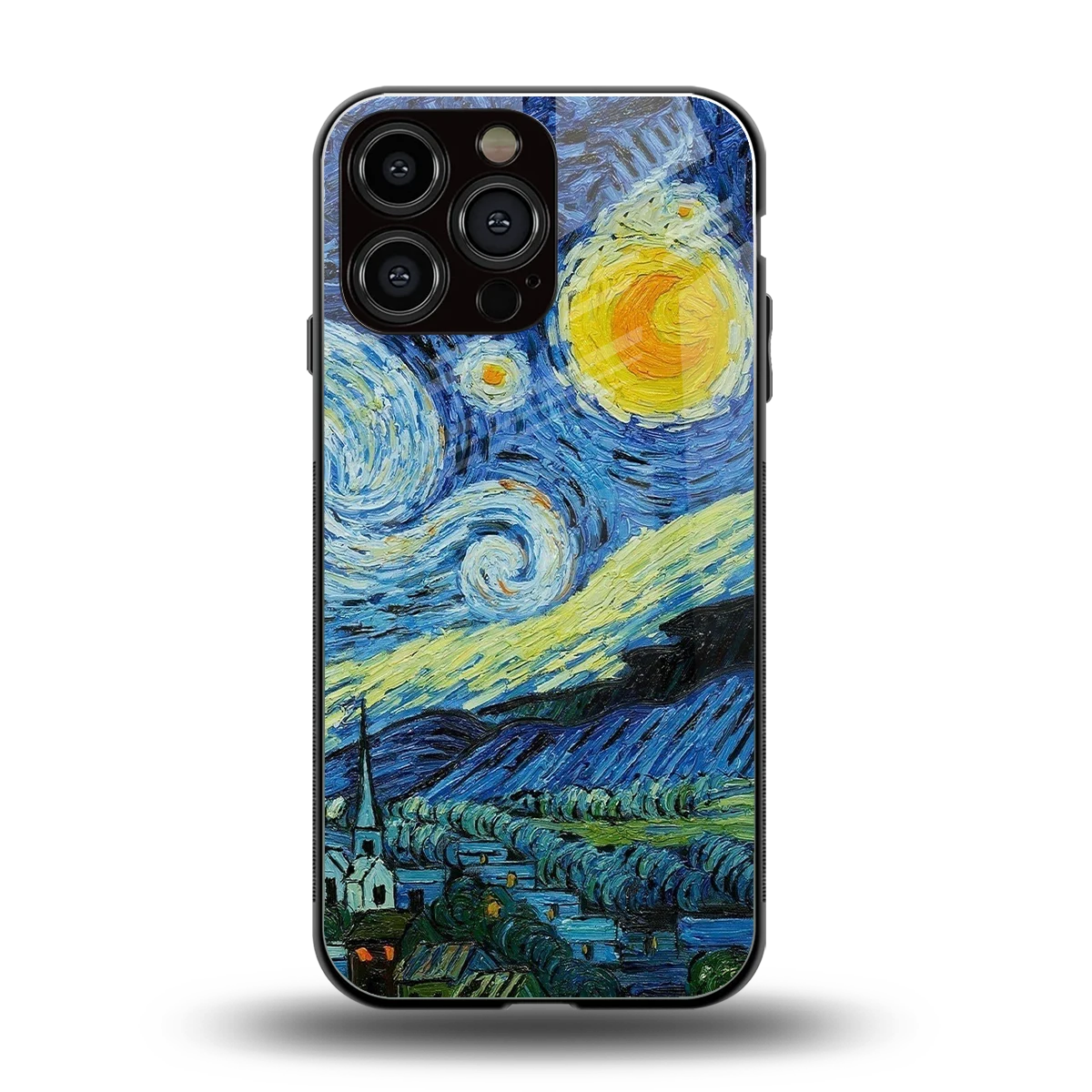 Starry night back phone cover | glass case for iphone 16 pro max
