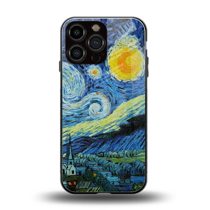Starry night back phone cover | glass case for iphone 16 pro max