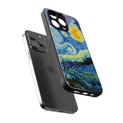 Starry night sleek iphone 16 pro max cover with tempered glass back and TPU edges