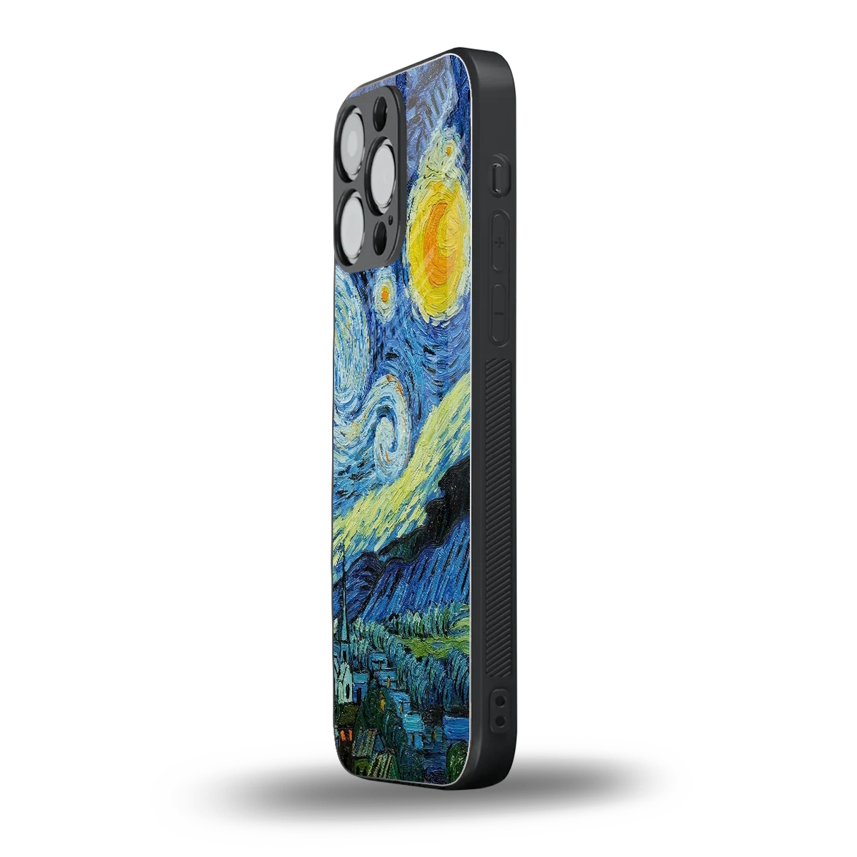 Starry night iphone 16 pro max mobile cover | shockproof glass phone case