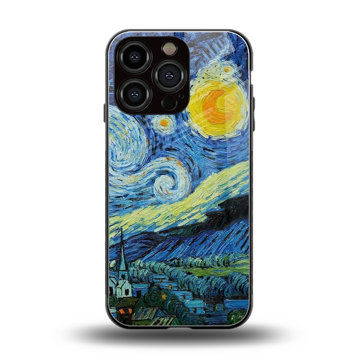 Starry night back phone cover | glass case for iphone 16 pro