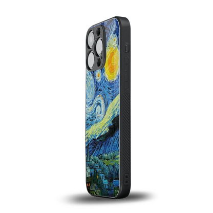 Starry night iphone 16 pro mobile cover | shockproof glass phone case