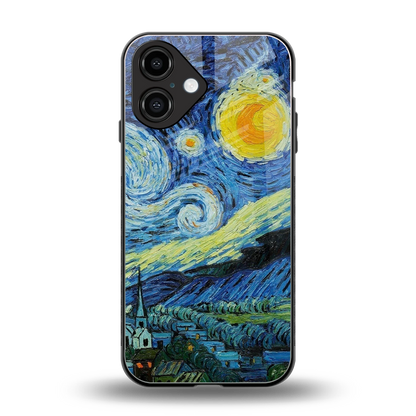 Starry night back phone cover | glass case for iphone 16