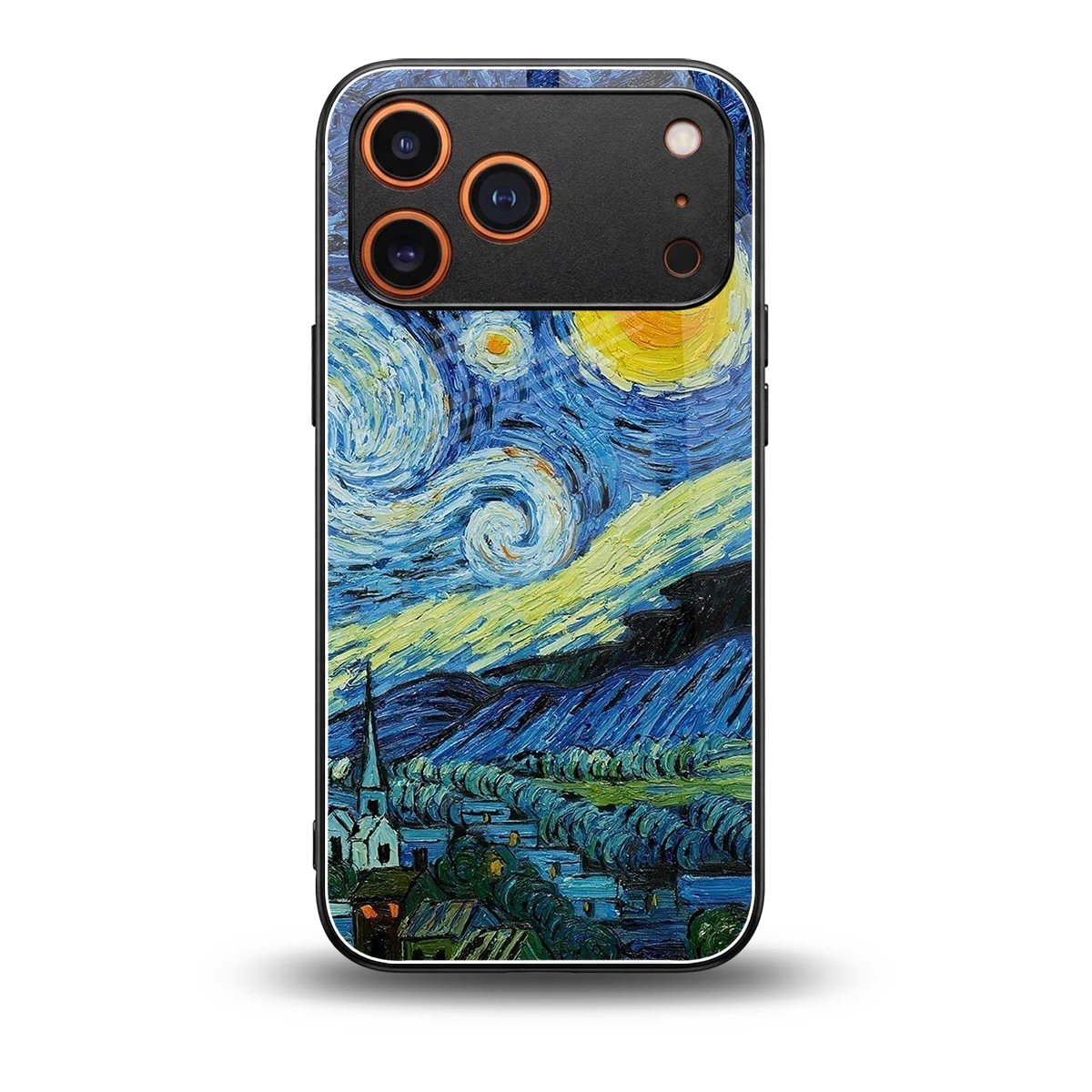 Starry night back phone cover | glass case for iphone 17 pro