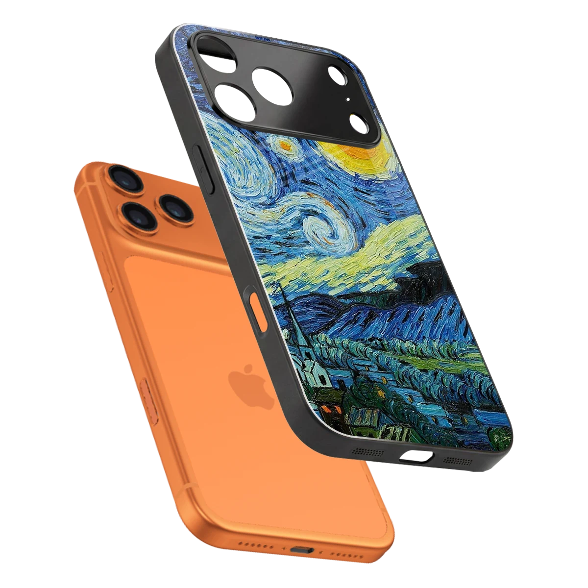 Starry night sleek iphone 17 pro cover with tempered glass back and TPU edges