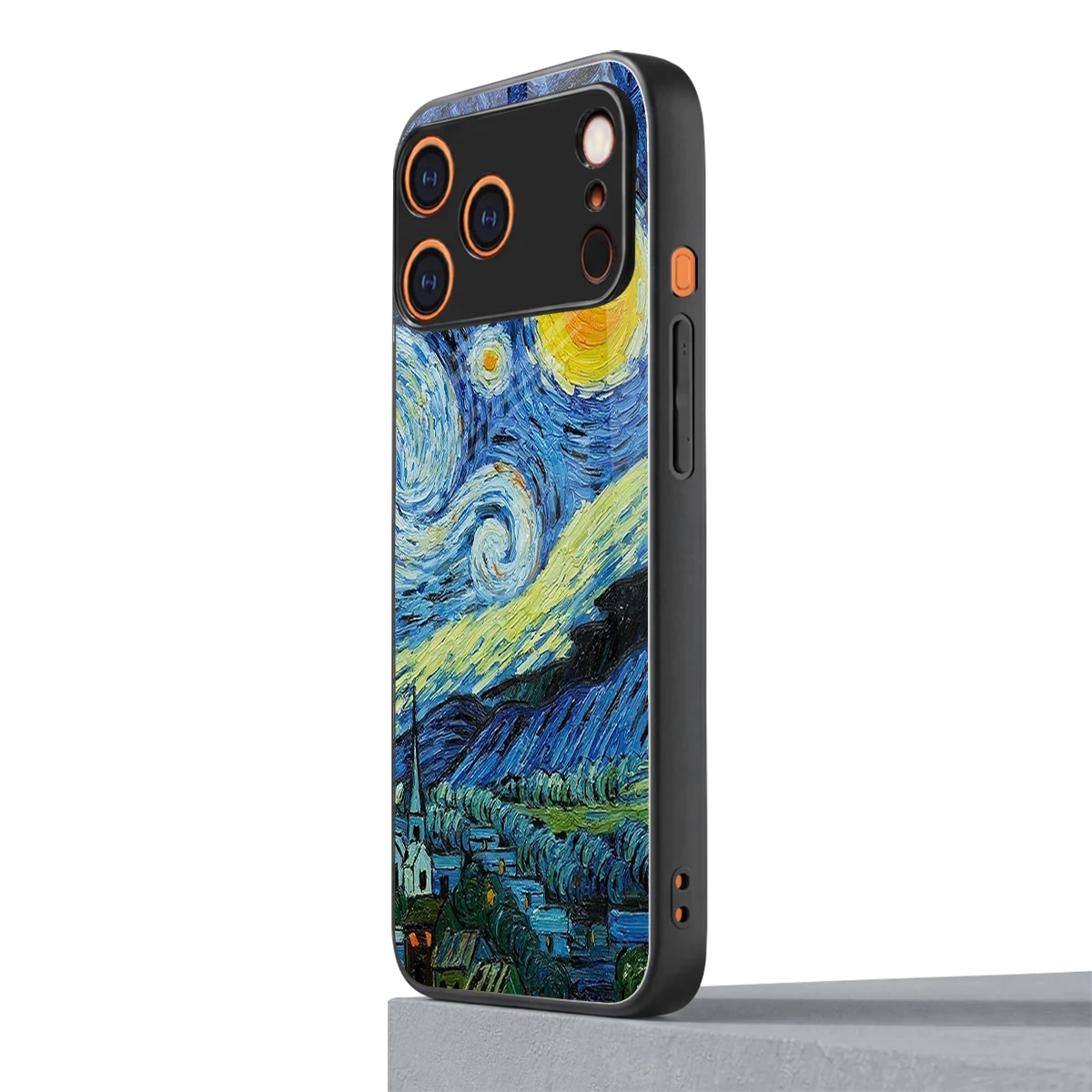 Starry night iphone 17 pro max mobile cover | shockproof glass phone case