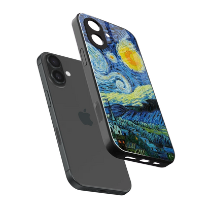 Starry night sleek iphone 17 cover with tempered glass back and TPU edges