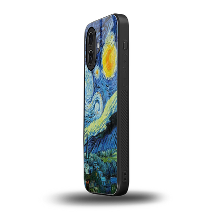 Starry night iphone 17 mobile cover | shockproof glass phone case