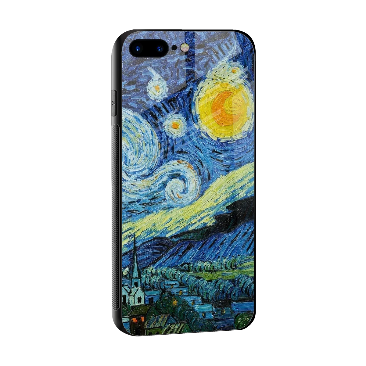 Starry night sleek iphone 7 plus cover with tempered glass back and TPU edges