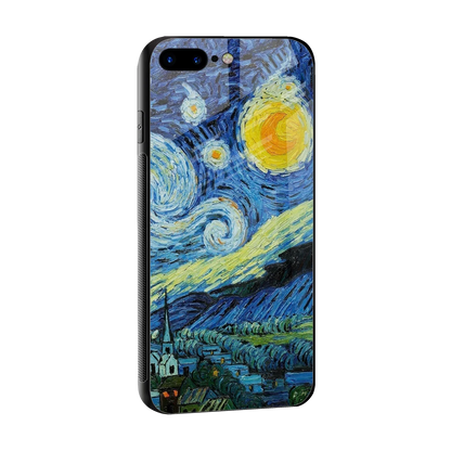 Starry night sleek iphone 7 plus cover with tempered glass back and TPU edges