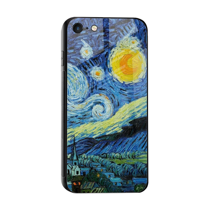 Starry night sleek iphone 8 cover with tempered glass back and TPU edges