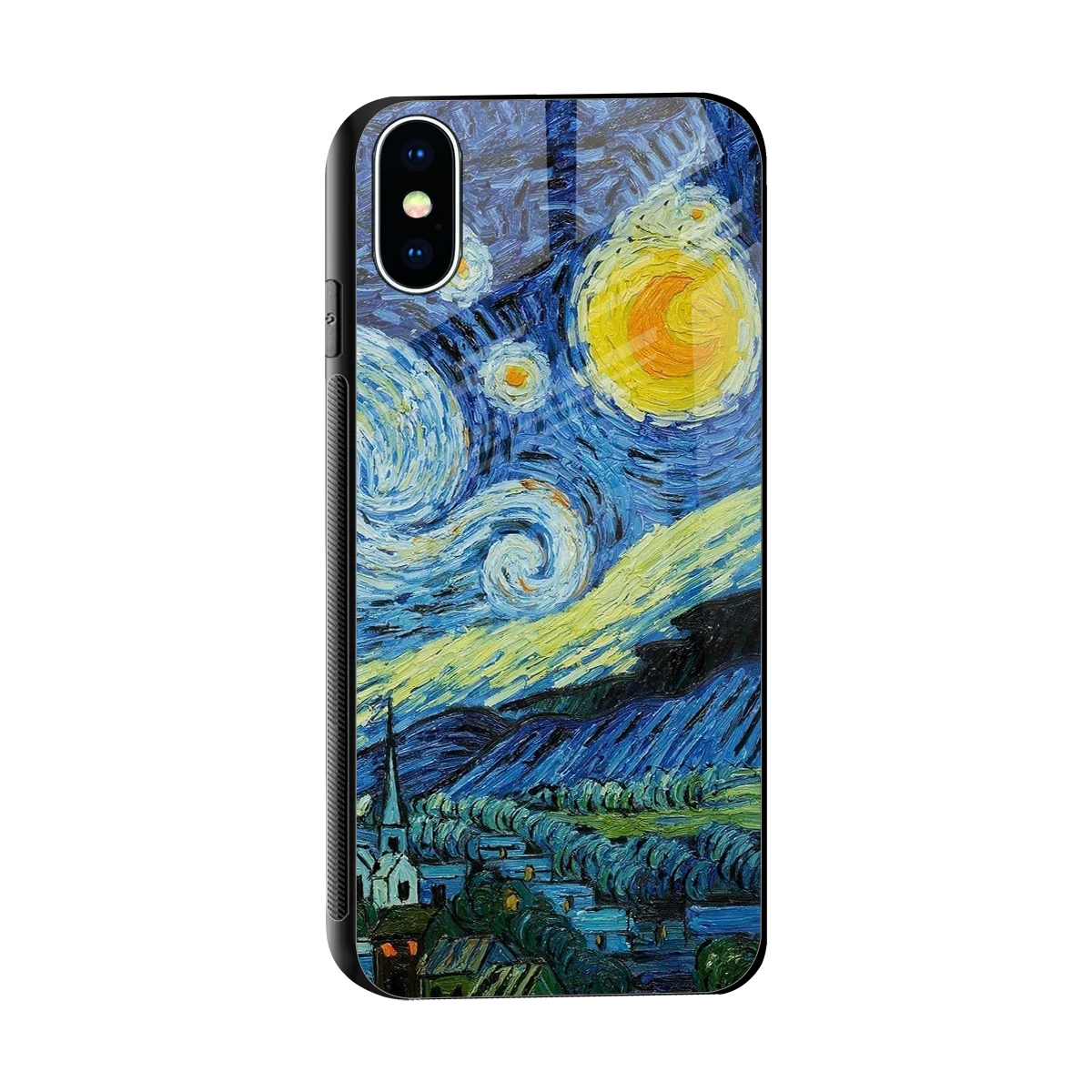 Starry night sleek iphone x cover with tempered glass back and TPU edges