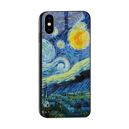 Starry night sleek iphone x cover with tempered glass back and TPU edges