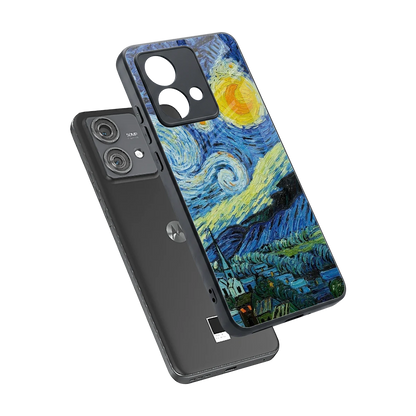 Starry night sleek motorola edge 40 neo 5g cover with tempered glass back and TPU edges