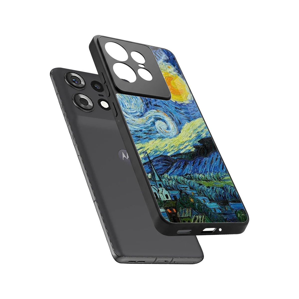 Starry night sleek motorola edge 50 pro cover with tempered glass back and TPU edges