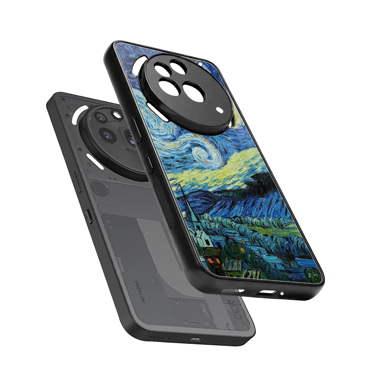 Starry night sleek nothing phone 3a pro cover with tempered glass back and TPU edges