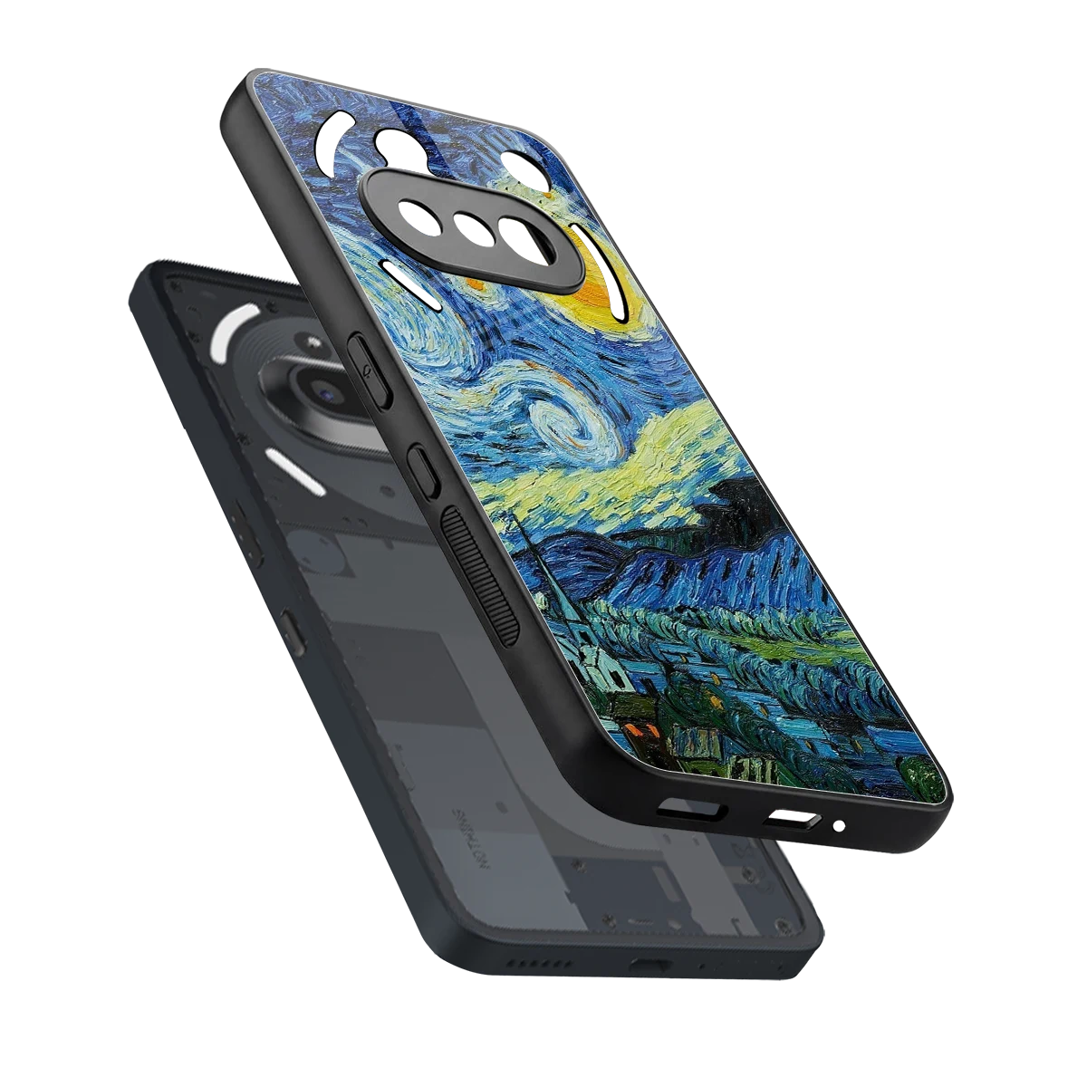 Starry night sleek nothing phone 3a cover with tempered glass back and TPU edges