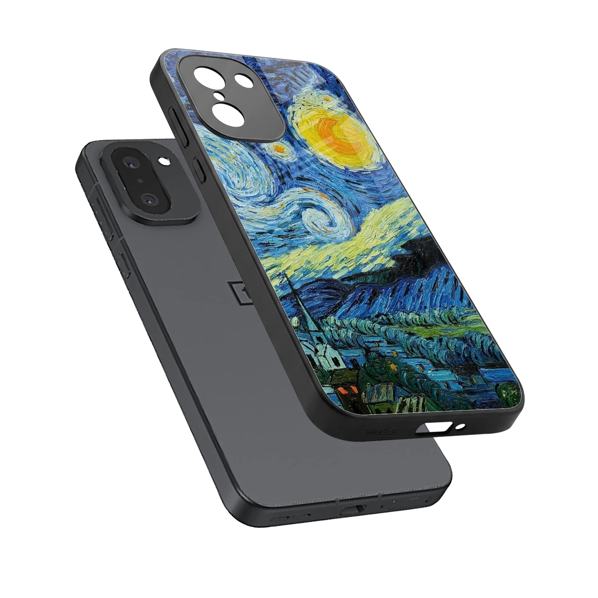 Starry night sleek oneplus 15r cover with tempered glass back and TPU edges
