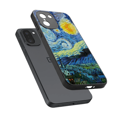 Starry night sleek oneplus 15r cover with tempered glass back and TPU edges