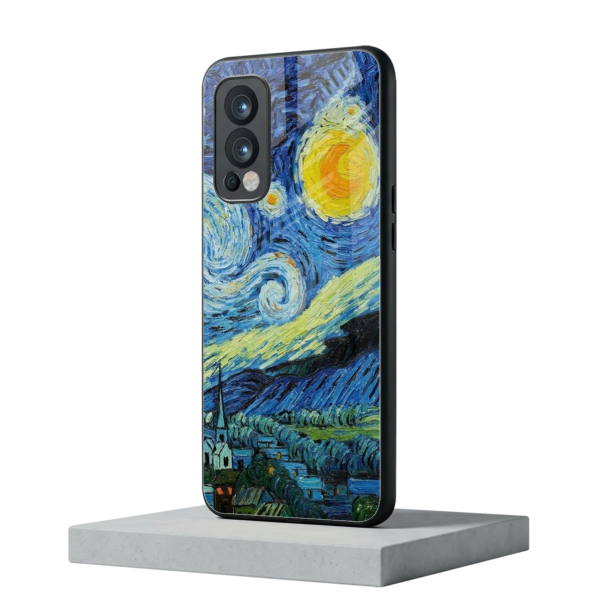 Starry night oneplus nord 2 mobile cover | shockproof glass phone case