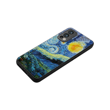 Starry night stylish phone case for oneplus nord 2 | glossy glass and slim fit