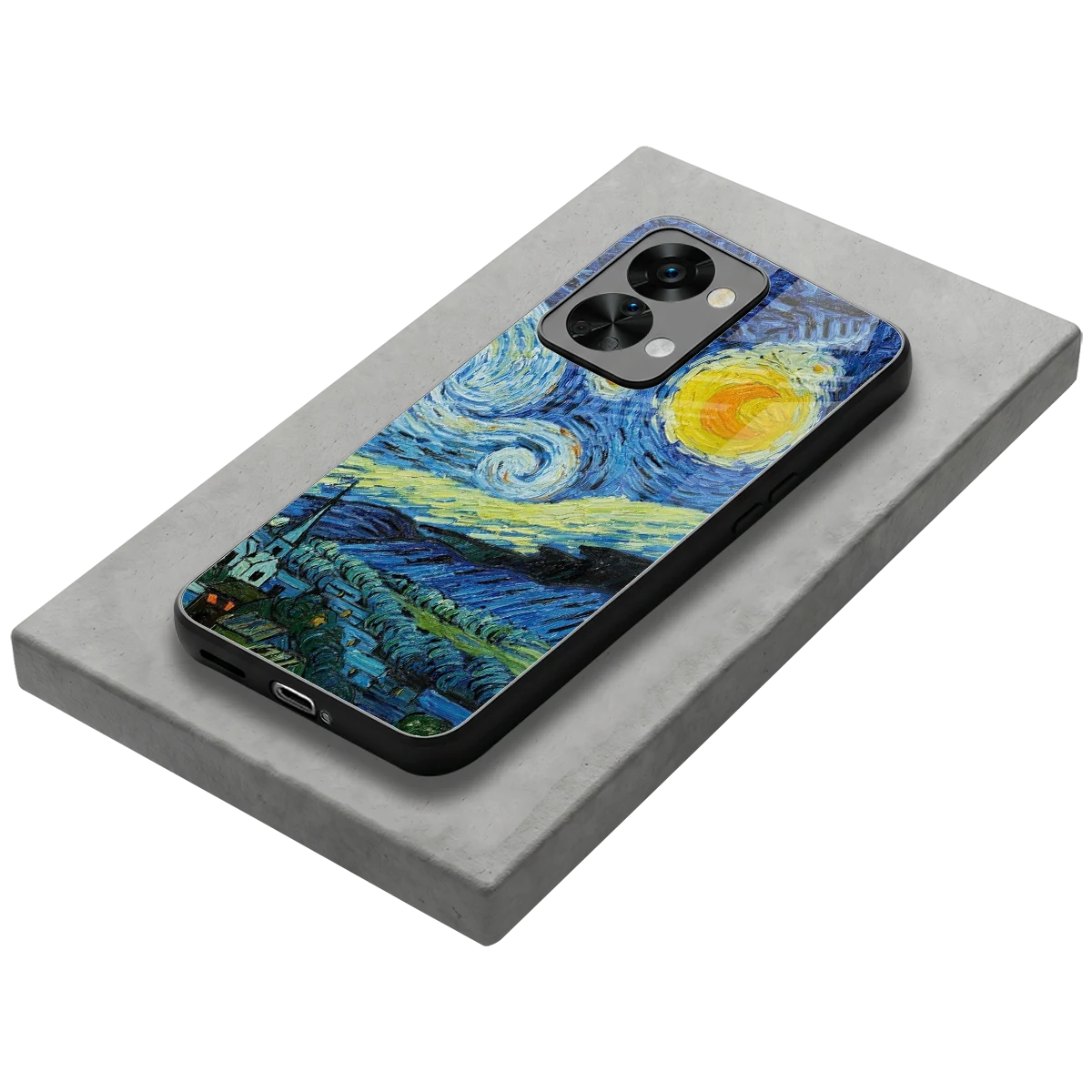 Starry night stylish phone case for oneplus nord 2t | glossy glass and slim fit