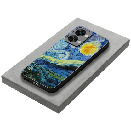 Starry night stylish phone case for oneplus nord 2t | glossy glass and slim fit