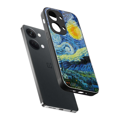 Starry night sleek oneplus nord 3 cover with tempered glass back and TPU edges