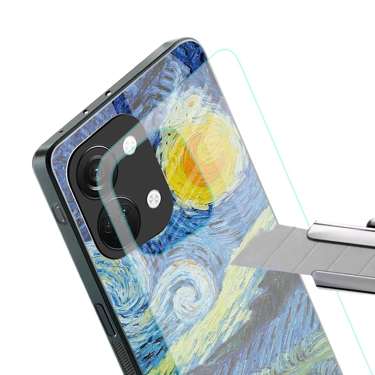 Starry night stylish phone case for oneplus nord 3 | glossy glass and slim fit