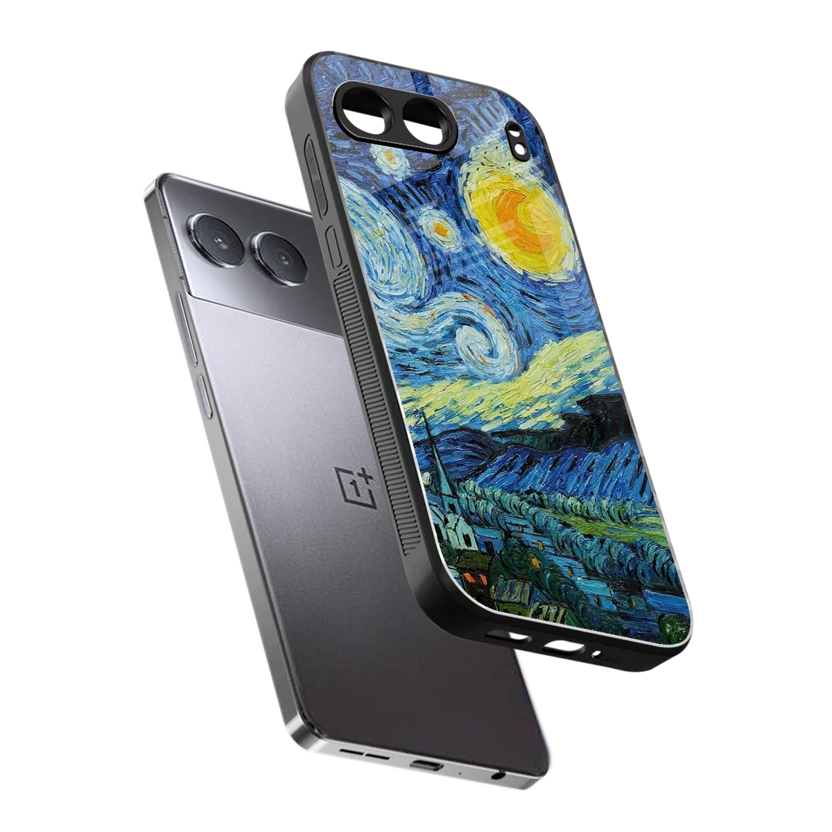 Starry night sleek oneplus nord 4 cover with tempered glass back and TPU edges