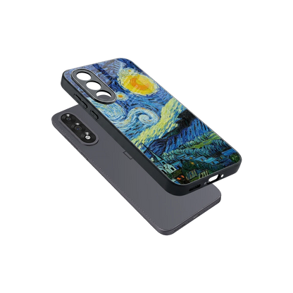 Starry night sleek oneplus nord 5 cover with tempered glass back and TPU edges