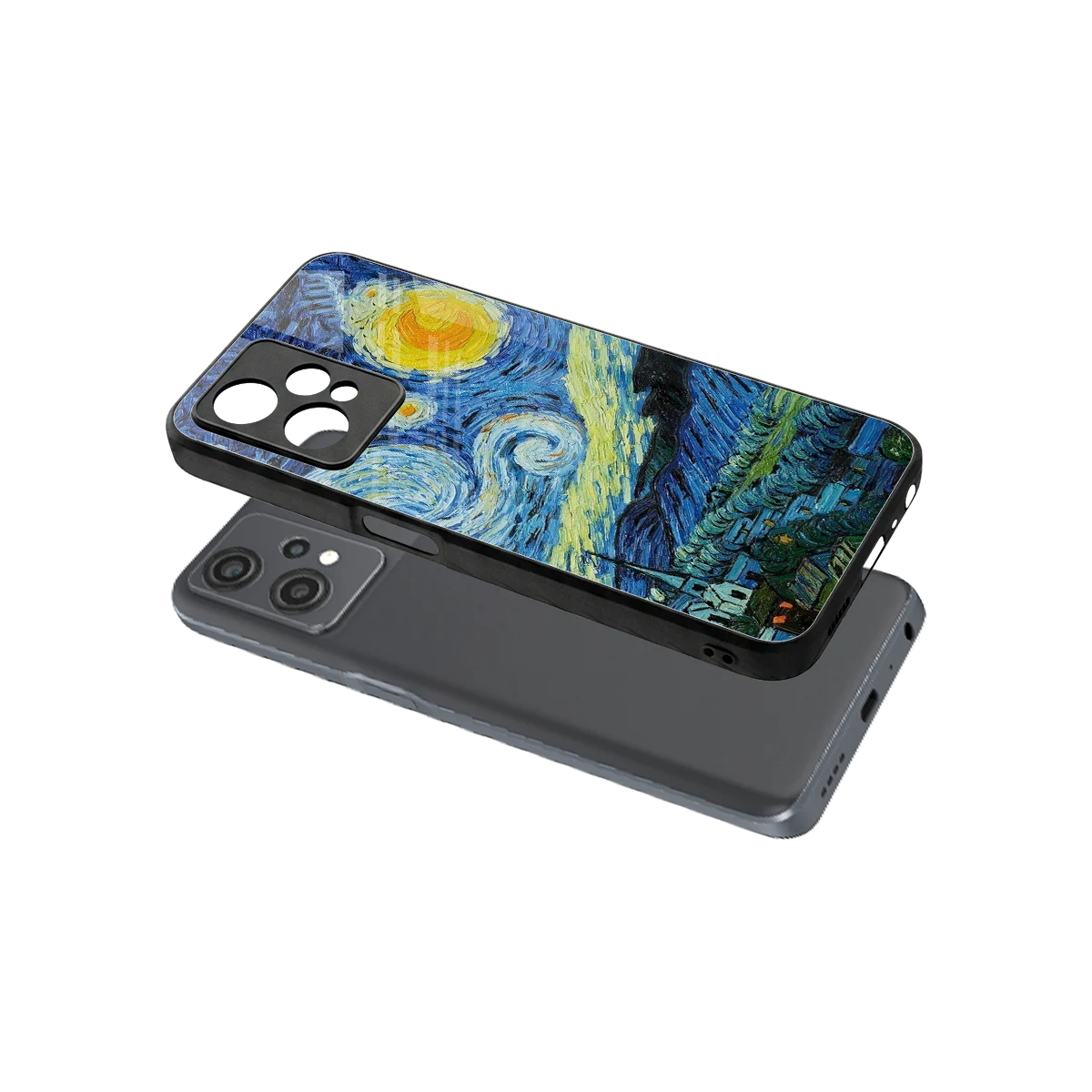 Starry night sleek oneplus nord ce 2 lite cover with tempered glass back and TPU edges