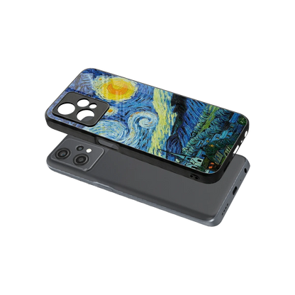 Starry night sleek oneplus nord ce 2 lite cover with tempered glass back and TPU edges