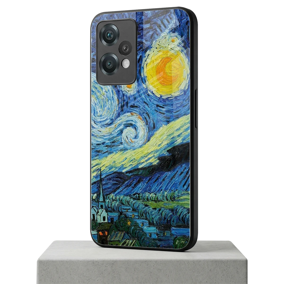 Starry night oneplus nord ce 2 lite mobile cover | shockproof glass phone case