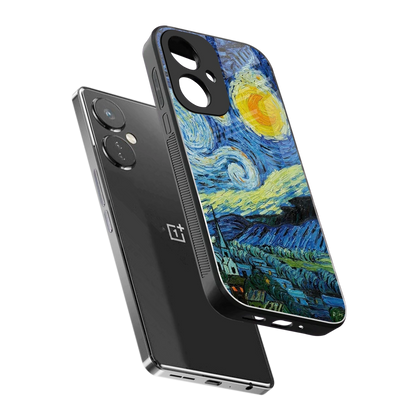 Starry night sleek oneplus nord ce 3 cover with tempered glass back and TPU edges