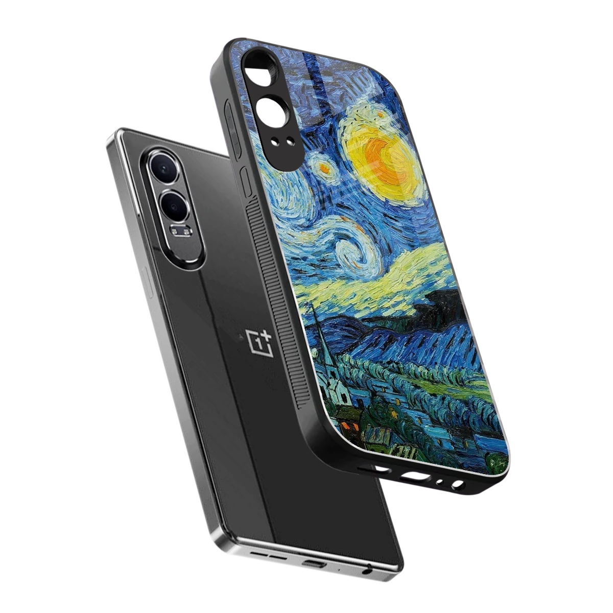 Starry night sleek oneplus nord ce 4 lite cover with tempered glass back and TPU edges